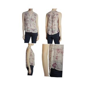 JOIE  FINNEGAN PRINT SILK BLOUSE. LIGHT SMOKE